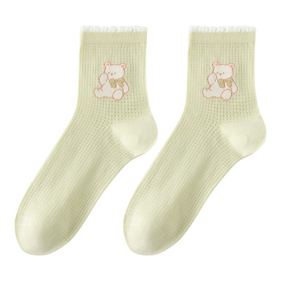 caramella袜子女春夏新款短袜女生可爱舒适透气女袜百搭中筒甜美