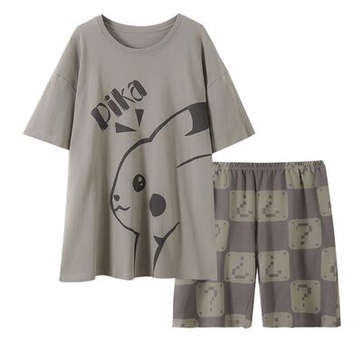 男士夏季薄款卡通家居服套装