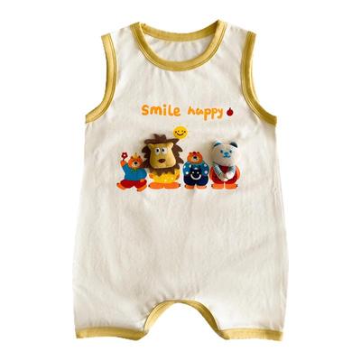 夏季婴儿衣服超萌洋气男宝宝无袖连体衣夏装薄款小月龄多巴胺穿搭