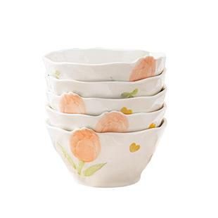 高颜值陶瓷饭碗小碗家用精致特别好看的米饭碗10个装釉下彩餐具