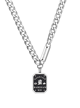 黑8铭牌吊坠项链高级感小众设计女潮男生高街卫衣毛衣链嘻哈男款