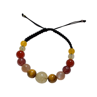 五行缺补喜用火土手链女天然黄色水晶金发晶红玛瑙编织手绳手串男
