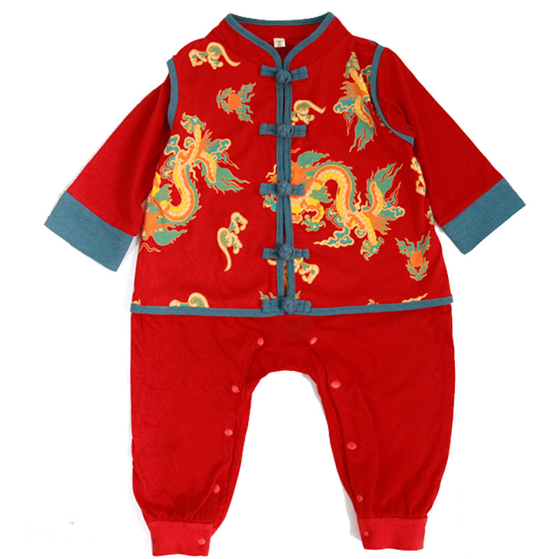 青玉记周岁礼服龙宝宝哈衣棉秋冬