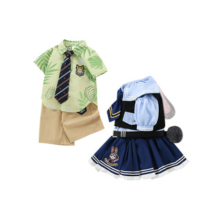 女童兔子警官衣服jk裙子夏装儿童衣服男孩尼克狐狸男童套装兄妹装