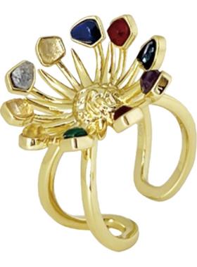 SOLDEVERANO蕃秀索罗拉·向日葵戒指个性彩宝高级原创设计感女