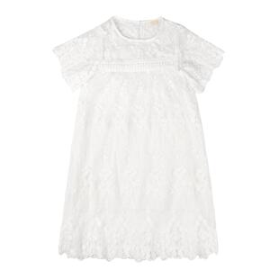 女童连衣裙春夏装儿童公主裙白色蕾丝裙子中大童洋气短袖网红纱裙