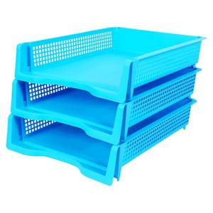 华杰办公用品旗舰店华杰可叠加文件盘A4多层文件架收纳架筐文件框资料架办公室用品学生书立架桌面文件收纳置物架文件栏文件篮