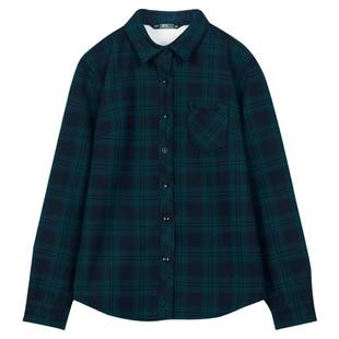 全棉加厚长袖红色格子衬衣大码宽松打底衫加绒衬衫女新款横行道冬