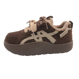 厚底加绒德训鞋女秋冬季百搭二棉板鞋2025新款爆款运动休闲阿甘鞋