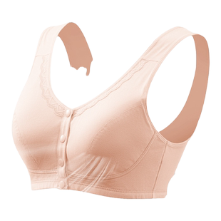 老年人前扣文胸薄款无钢圈中胸罩妈妈背心大码老年妇女内衣夏季