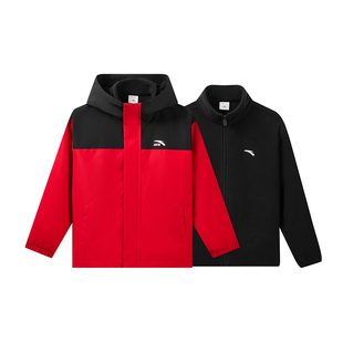 马年红色安踏儿童小软壳外套运动服2026春季新款男大童四防厚外套