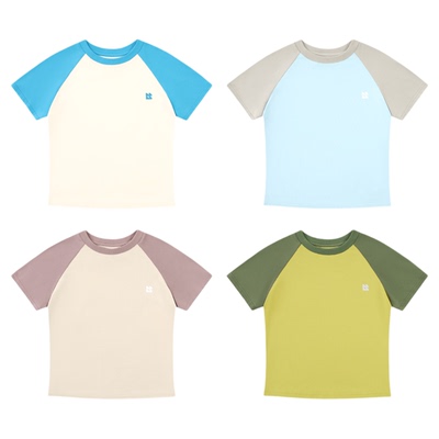 TreesOutside for girl女款凉感吸湿排汗撞色插肩短袖T恤修身