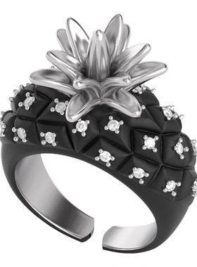 YURITAN春夏镶钻菠萝开口戒指