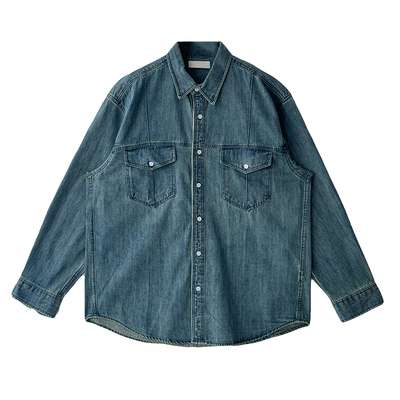 NickTian韩系简约宽松牛仔衬衫