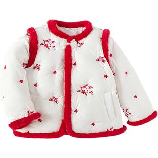 巴拉巴拉女童羽绒服小童宝宝国风外套冬装新款童装儿童过年拜年服