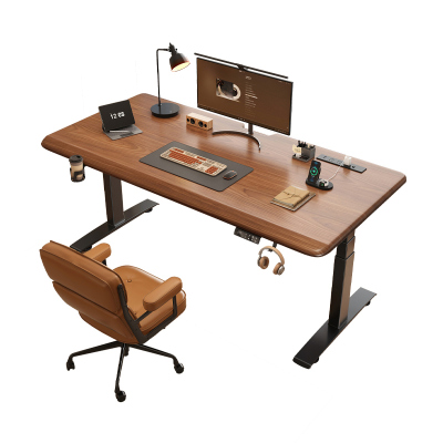 实木电动升降桌电脑桌台式家用学习书桌电竞办公桌子可升降工作台