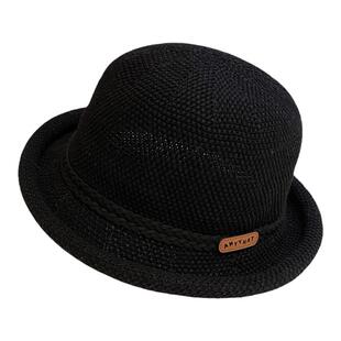 帽子女英伦复古圆顶渔夫帽潮韩版春夏透气针织卷边盆帽洋气小礼帽