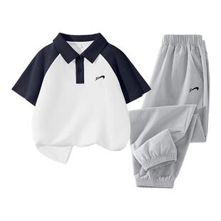 贵人鸟童装男童夏套装2026新款儿童短袖t恤Polo衫运动裤子夏装薄