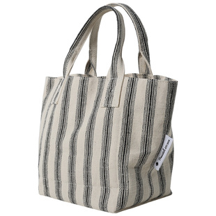 美摘宽底托特包帆布布艺水杯雨伞书本文具收纳袋日系条纹手拎包小