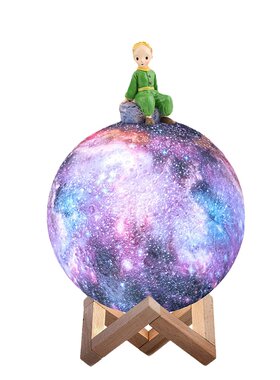 小王子星球夜灯3D月球灯七彩遥控