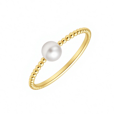 《凛光》天然淡水珍珠戒指S925纯银豆豆轻奢复古女潮食指环简约新