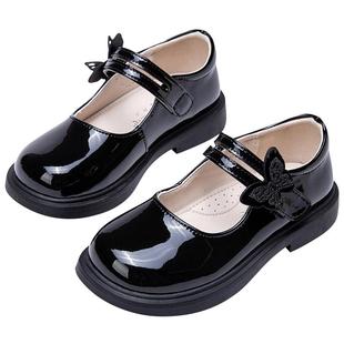 富罗迷公主鞋女童皮鞋夏季新款洋气软底小女孩演出礼服鞋黑色单鞋