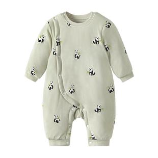 babylove婴儿连体衣秋冬款夹棉保暖哈衣新生儿宝宝衣服冬装棉服