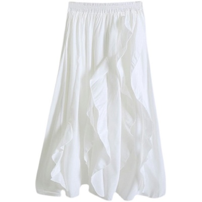 小众白色秋冬不规则荷叶边半身裙