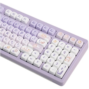 MOA高度渐变紫兔键帽可爱pbt热升华工艺适合狼蛛F87 F99 vgnS99 F