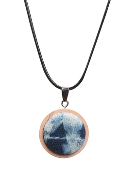 原创民族风复古蜡染百搭毛衣链文艺个性蓝染木项链吊坠服装配饰女