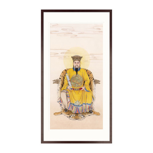 工笔人物画像神医保生大帝大道吴夲真人玄关书房新中式卷轴挂画框