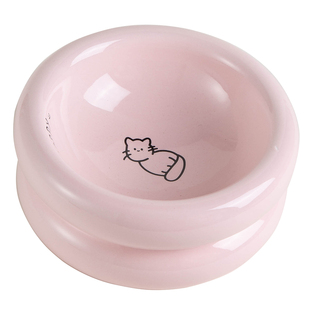 Petdebby甜甜圈陶瓷猫食盆大口径猫碗高脚保护颈椎猫粮碗水碗防漏