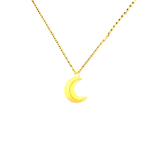 弯弯月亮项链 女纯银镀黄金色月牙 锁骨链百搭星星日月简约潮气质