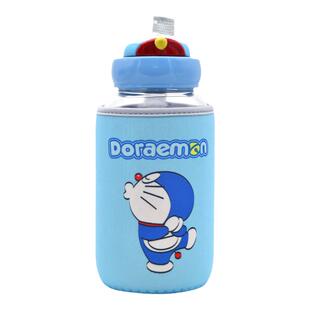 卡通大容量KT猫玻璃杯夏男女学生泡茶哆啦A梦带茶隔杯套隔热水杯