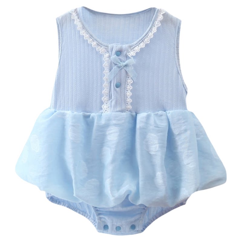 婴儿夏薄款衣服无袖包屁衣女宝宝周岁礼服夏季小月龄多巴胺包臀裙