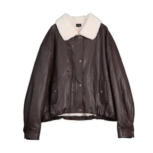 【自营】ELLE毛绒翻领皮衣短外套女2025冬新款高级感廓形夹克上衣