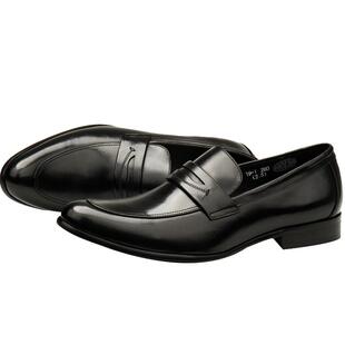 新款商务休闲套脚时尚男鞋真皮一脚蹬鞋子男牛皮正装皮鞋办公室鞋