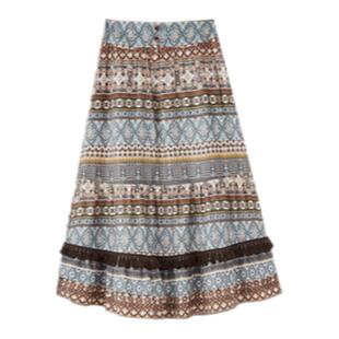 PIT复古风碎花优雅高腰半身裙女2025年春装新款蕾丝花边小众裙子