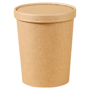 粥桶打包盒牛皮纸粥杯一次性商用装粥的杯子早餐外卖专用汤桶汤碗