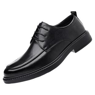 稻草人皮鞋男款春季真皮高端透气增高加绒英伦正装商务休闲鞋子男