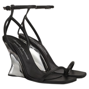 Sergio Rossi/SR女鞋EVANGELIE系列坡跟一字带高跟鞋凉鞋