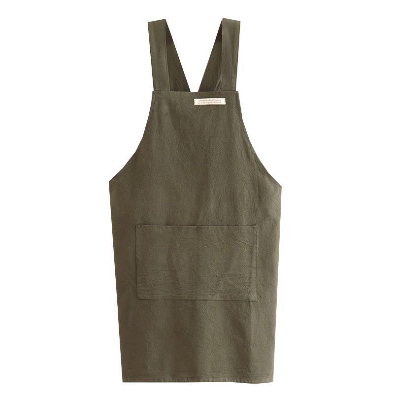 定制印字帆布围裙女时尚工作画画布料厨房家用防油透气男上班围腰