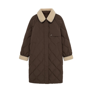 MESUX米岫25冬量感暖核翻毛领机能简约长款鸭绒羽绒服MNWBL401