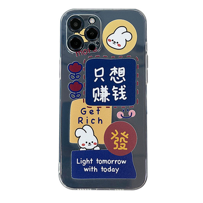 创意文字卡通图案透明软壳
