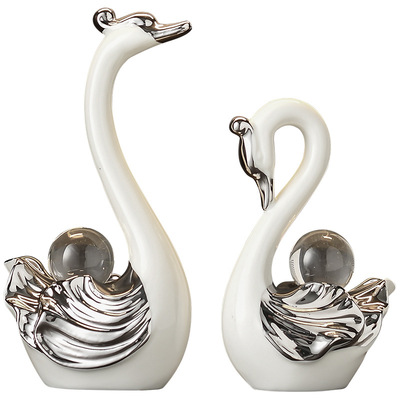 水晶天鹅摆件客厅轻奢高档酒柜电视柜高级感装饰品结婚礼物送新人