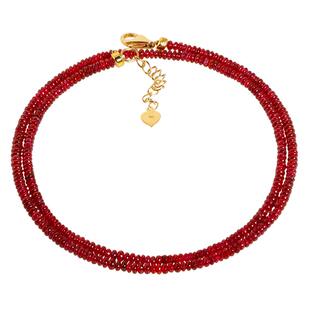若华珠宝旭丰=无烧鸽血红宝石项链女18K金锁骨链串珠颈链礼物定制