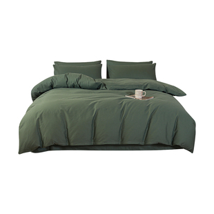 简约纯色双拼床上四件套纯棉被套床单全棉斜纹1.5/1.8m床笠款床品