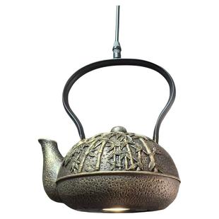 水壶吊灯茶壶茶柜摆件射灯禅意简约烧水壶竹林古风茶室禅意茶座