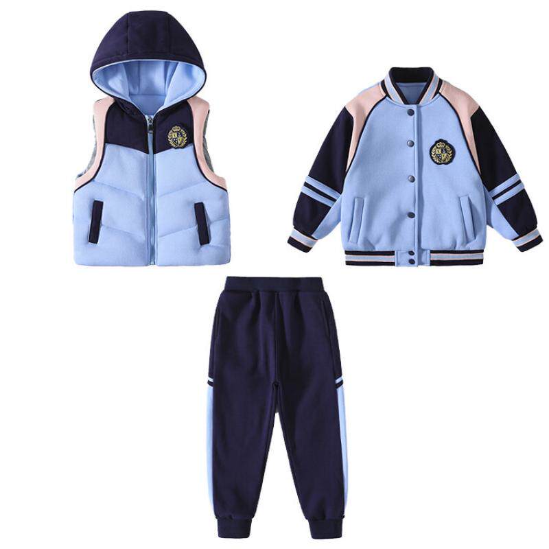 秋冬加厚棉马甲三件套园服校服