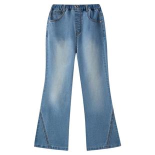 eland kids衣恋童装女童裤子2025年冬季新品复古微喇裤牛仔裤